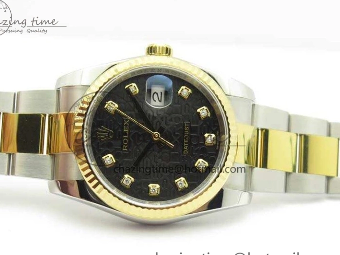 Oyster Fluted V2 Datejust 116234 Bracelet On 1:1 Best DJF 36mm Edition Black YG SS SA3135 Dial Com 0101